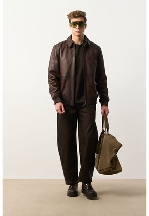Jean En Denim Y Cuero Para Hombre Jean En Denim Y Cuero Para Hombre Cafe 38 VÉLEZ