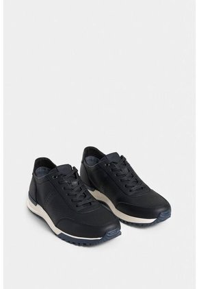 Tenis Vuelos De Cuero Para Hombre Combinación De Texturas Tenis Vuelos De Cuero Para Hombre Combinación De Texturas Negro 38 VÉLEZ