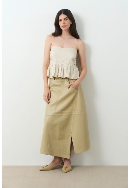 Falda De Cuero Asimétrica Para Mujer Cleo Falda De Cuero Asimétrica Para Mujer Cleo Beige 10 VÉLEZ