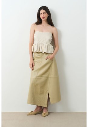 Falda De Cuero Asimétrica Para Mujer Cleo Falda De Cuero Asimétrica Para Mujer Cleo Beige 10 VÉLEZ