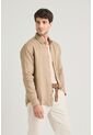Camisa Manga Larga En Lino Para Hombre Silueta Semi Ajustada Camisa Manga Larga En Lino Para Hombre Silueta Semi Ajustada Tabaco XL VÉLEZ de Vélez