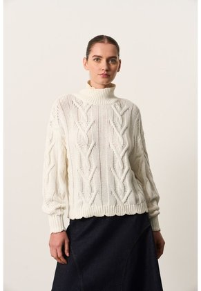 Sweater Oversized Tejido En Algodón Para Mujer Cuma Sweater Oversized Tejido En Algodón Para Mujer Cuma Crema XS VÉLEZ