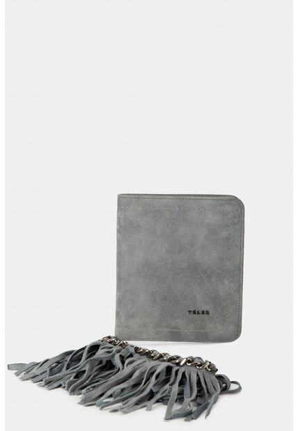 Billetera Kubor De Cuero Para Mujer Accesorio Con Flecos Billetera Kubor De Cuero Para Mujer Accesorio Con Flecos Gris Vélez