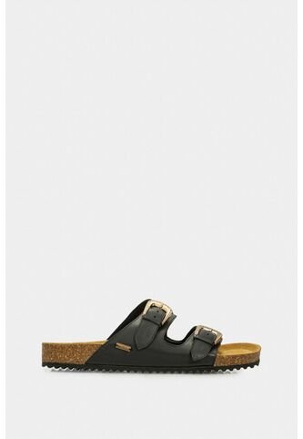 Sandalia Plana Pilos De Cuero Para Mujer Suela Corcho Sandalia Plana Pilos De Cuero Para Mujer Suela Corcho Negro 36 VÉLEZ Vélez