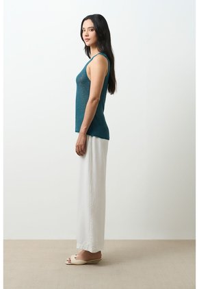 Camiseta Tejida Para Mujer Efecto Metalizado Lúrex Camiseta Tejida Para Mujer Efecto Metalizado Lúrex Azul Aguamarina XL VÉLEZ