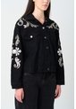 Chaqueta Trucker En Denim Y Cuero Para Mujer Soren Chaqueta Trucker En Denim Y Cuero Para Mujer Soren Negro XS VÉLEZ de Vélez