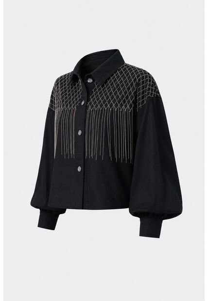 Chaqueta Alhena En Tejido Plano Para Mujer Bordado Millaré Chaqueta Alhena En Tejido Plano Para Mujer Bordado Millaré Negro XL VÉLEZ