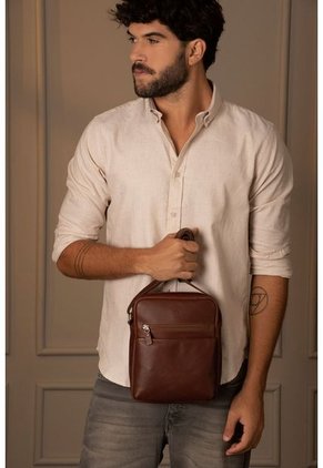 Manos Libres Jalisco De Cuero Para Hombre Grabada Placa Geométrica Cafe