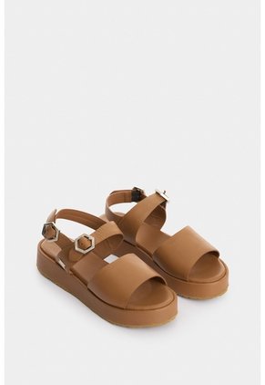 Sandalia Plataforma Maia De Cuero Para Mujer Hexágono Sandalia Plataforma Maia De Cuero Para Mujer Hexágono Miel 40 VÉLEZ