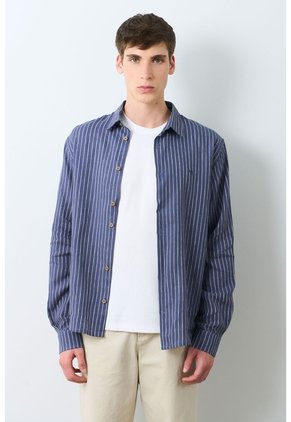 Camisa Manga Larga En Lino Para Hombre Lira Camisa Manga Larga En Lino Para Hombre Lira Azul Oscuro XL VÉLEZ