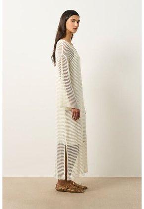 Vestido Maxi Tejido Ica Para Mujer Vestido Maxi Tejido Ica Para Mujer Crema 10 VÉLEZ