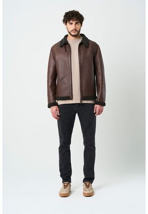 Chaqueta Atrani De Cuero Para Hombre Semi Ajustada Chaqueta Atrani De Cuero Para Hombre Semi Ajustada Cafe S VÉLEZ