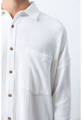 Camisa Kiwa Manga Larga Para Hombre Oversized Camisa Kiwa Manga Larga Para Hombre Oversized Blanco XL VÉLEZ