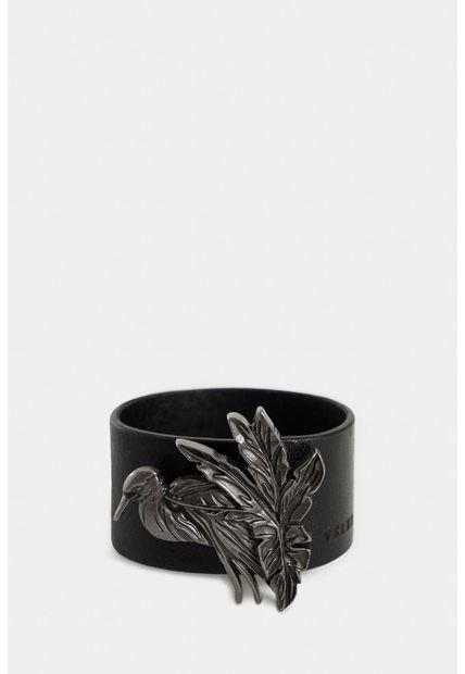 Manilla Saturno De Cuero Para Mujer Aplique Metálico Manilla Saturno De Cuero Para Mujer Aplique Metálico Negro Vélez