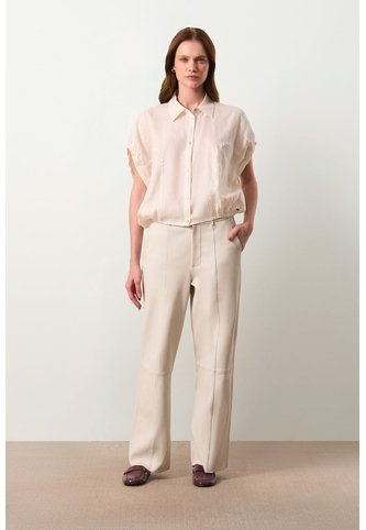 Camisa Manga Corta En Lino Para Mujer Faro Camisa Manga Corta En Lino Para Mujer Faro Crema M VÉLEZ Vélez