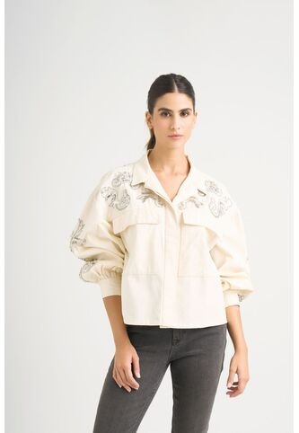 Chaqueta Calas En Tejido Plano Para Mujer Silueta Cropped Chaqueta Calas En Tejido Plano Para Mujer Silueta Cropped Blanco M VÉLEZ Vélez