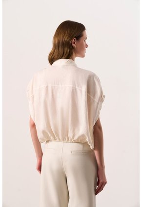 Camisa Manga Corta En Lino Para Mujer Faro Camisa Manga Corta En Lino Para Mujer Faro Crema M VÉLEZ