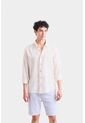 Camisa Manga Larga En Lino Para Hombre Silueta Semi Ajustada Camisa Manga Larga En Lino Para Hombre Silueta Semi Ajustada Arena M VÉLEZ de Vélez