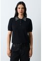 Polo Tejida Manga Corta Para Mujer Almaris Polo Tejida Manga Corta Para Mujer Almaris Negro XL VÉLEZ de Vélez