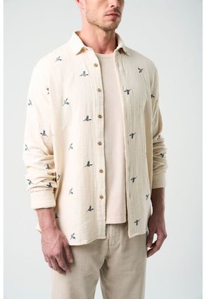 Camisa Manga Larga Para Hombre Bordada Camisa Manga Larga Para Hombre Bordada Arena S VÉLEZ