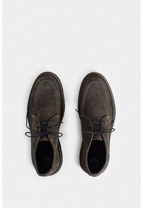 Zapatos Cordón De Cuero Gamuza Para Hombre Costura Contraste Zapatos Cordón De Cuero Gamuza Para Hombre Costura Contraste Gris Pistola 42 VÉLEZ