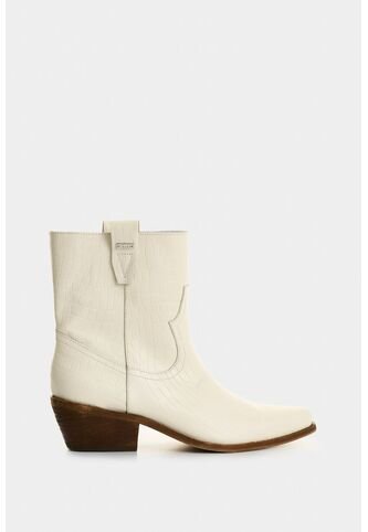 Botines Texanos Aine De Cuero Folia Para Mujer Efecto Rústico Botines Texanos Aine De Cuero Folia Para Mujer Efecto Rústico Blanco 39 VÉLEZ Vélez