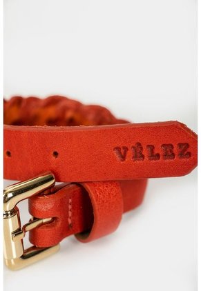 Manilla Zircon De Cuero Para Mujer Trenzado Artesanal Naranja