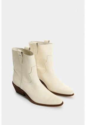 Botines Texanos Aine De Cuero Folia Para Mujer Efecto Rústico Botines Texanos Aine De Cuero Folia Para Mujer Efecto Rústico Blanco 39 VÉLEZ