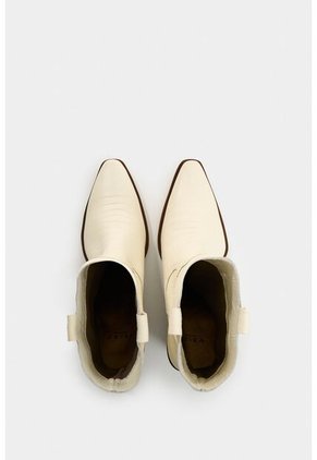 Botines Texanos Aine De Cuero Folia Para Mujer Efecto Rústico Botines Texanos Aine De Cuero Folia Para Mujer Efecto Rústico Blanco 39 VÉLEZ