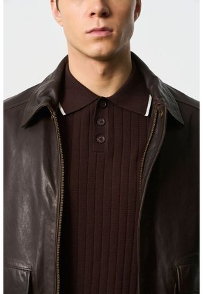 Chaqueta Aviador De Cuero Para Hombre Nila Chaqueta Aviador De Cuero Para Hombre Nila Cafe XL VÉLEZ