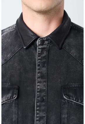 Sobrecamisa Alcor Manga Larga De Algodón Para Hombre Detalles Cuero Sobrecamisa Alcor Manga Larga De Algodón Para Hombre Detalles Cuero Negro L VÉLEZ