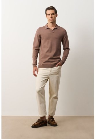 Polo Manga Larga Tejida Para Hombre Canneo Polo Manga Larga Tejida Para Hombre Canneo Tabaco L VÉLEZ Vélez