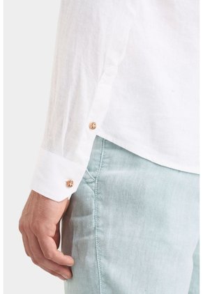 Camisa Manga Larga En Lino Para Hombre Silueta Semi Ajustada Camisa Manga Larga En Lino Para Hombre Silueta Semi Ajustada Blanco L VÉLEZ