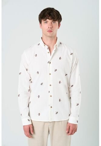 Camisa Manga Larga Semi Fitted Para Hombre Sienna Camisa Manga Larga Semi Fitted Para Hombre Sienna Crema S VÉLEZ Vélez