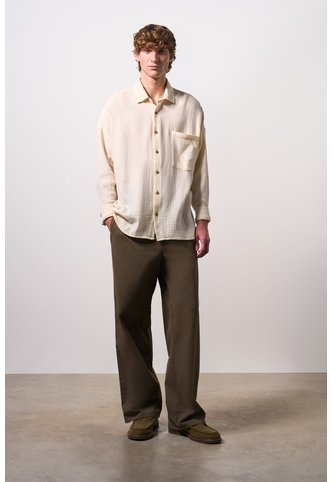 Camisa Manga Larga De Lino Para Hombre Siloli Camisa Manga Larga De Lino Para Hombre Siloli Crema M VÉLEZ Vélez