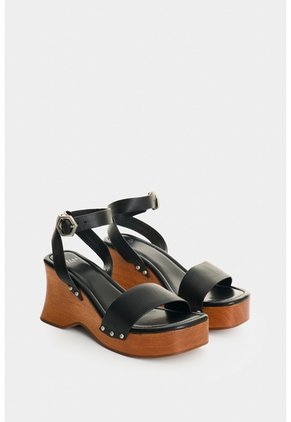 Sandalia Plataforma En Cuero Para Mujer Naia Sandalia Plataforma En Cuero Para Mujer Naia Negro 40 VÉLEZ