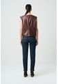 Camisa Iris De Cuero Para Mujer Elástico Delantero Camisa Iris De Cuero Para Mujer Elástico Delantero Cafe L VÉLEZ de Vélez
