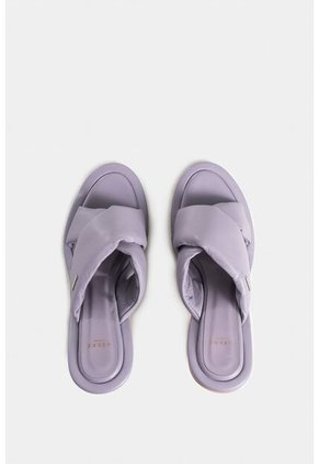 Sandalia Tacón Mawi De Cuero Para Mujer Tiras Abombadas Sandalia Tacón Mawi De Cuero Para Mujer Tiras Abombadas Lila 35 VÉLEZ