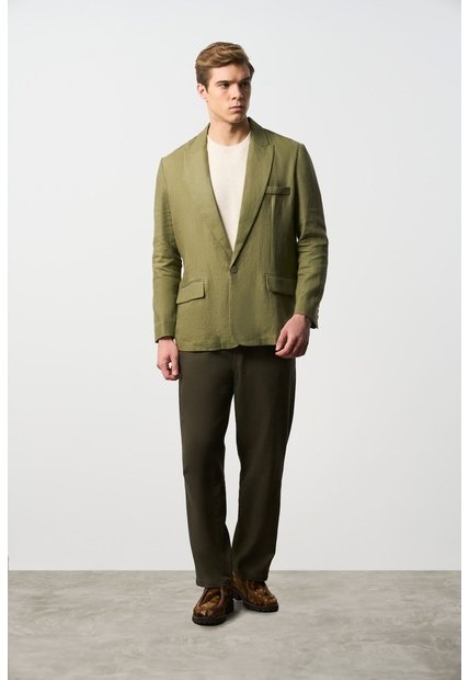 Blazer En Lino Para Hombre Napoles Blazer En Lino Para Hombre Napoles Verde Oliva S VÉLEZ