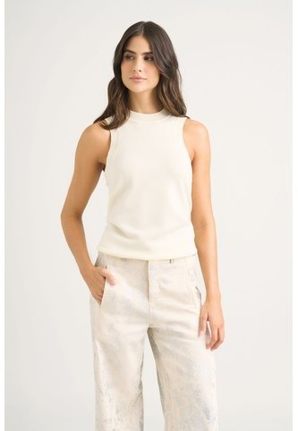 Top Tank Tejido Rectilíneo Para Mujer Manga Sisa Top Tank Tejido Rectilíneo Para Mujer Manga Sisa Crema S VÉLEZ Vélez