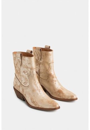 Botines Texanos Aine De Cuero Folia Para Mujer Efecto Rústico Botines Texanos Aine De Cuero Folia Para Mujer Efecto Rústico Dorado 37 Vélez