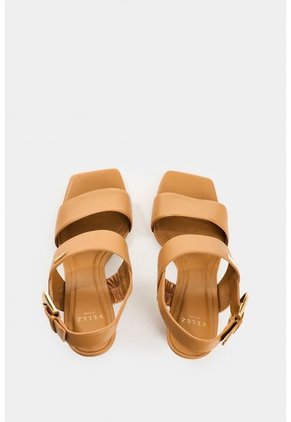 Sandalia Tacón De Cuero Para Mujer Kira Sandalia Tacón De Cuero Para Mujer Kira Miel 40 VÉLEZ