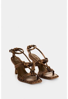 Sandalia Tacón De Cuero Para Mujer Ocaso Sandalia Tacón De Cuero Para Mujer Ocaso Bronce 36 VÉLEZ