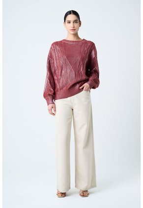 Sweater Tejido Layla Para Mujer Efecto Resinado Sweater Tejido Layla Para Mujer Efecto Resinado Vinotinto L VÉLEZ