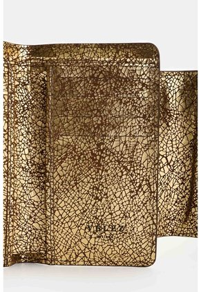 Billetera De Cuero Folia Para Mujer Bravo Billetera De Cuero Folia Para Mujer Bravo Dorado VÉLEZ