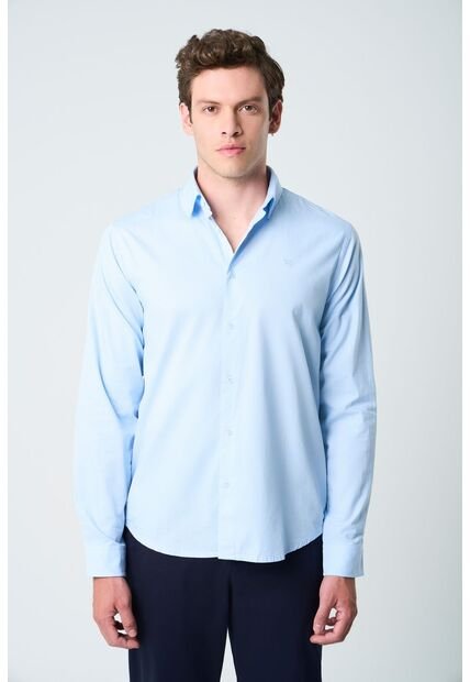 Camisa En Popelina Para Hombre Semifitted Camisa En Popelina Para Hombre Semifitted Azul Claro S VÉLEZ