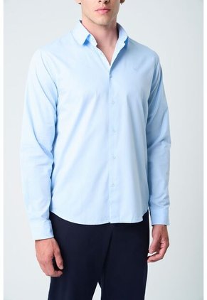 Camisa En Popelina Para Hombre Semifitted Camisa En Popelina Para Hombre Semifitted Azul Claro S VÉLEZ