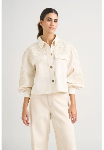 Chaqueta Aguamarina De Tela Para Mujer Bordados En Gamuza Chaqueta Aguamarina De Tela Para Mujer Bordados En Gamuza Blanco S VÉLEZ Vélez
