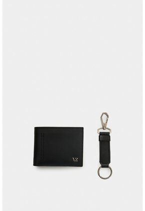 Kit Billetera + Llavero De Cuero Para Hombre Brand 2 Kit Billetera + Llavero De Cuero Para Hombre Brand 2 Negro VÉLEZ