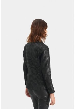 Blazer Tatacoa En Cuero Tejido Para Mujer Silueta Recta Blazer Tatacoa En Cuero Tejido Para Mujer Silueta Recta Negro S VÉLEZ